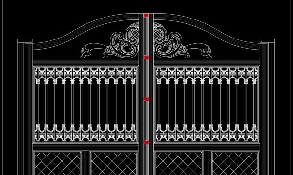 2 weeks ago
                

                
             62284. Luxury Wrought Iron Gate CAD Drawings (DWG) – Classic Double Swing Gate Design
