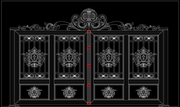 2 weeks ago
                

                
             90285. Luxury 4-Panel Wrought Iron Gate CAD Drawings (DWG) – Classic Villa Entrance Gate