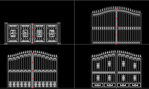 287. 4 Decorative Wrought Iron Gate CAD Drawings (DWG)