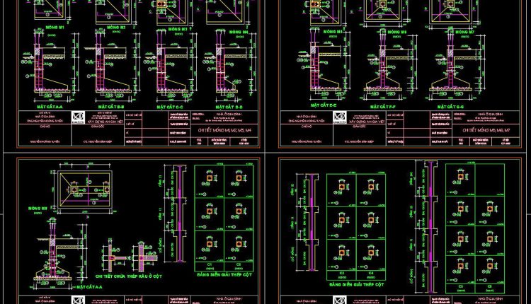 437.-foundation-structural-cad-drawings-footings-grade-beams-column-details-dwg-1