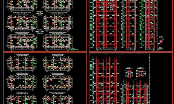 445. Free Download CAD Drawings of Reinforced Concrete Wall Structure Plans for Buildings