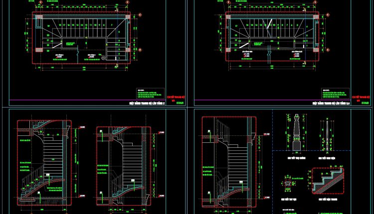 505. Download 4-story Residential Stair Plans, Sections And Details Cad Drawings
