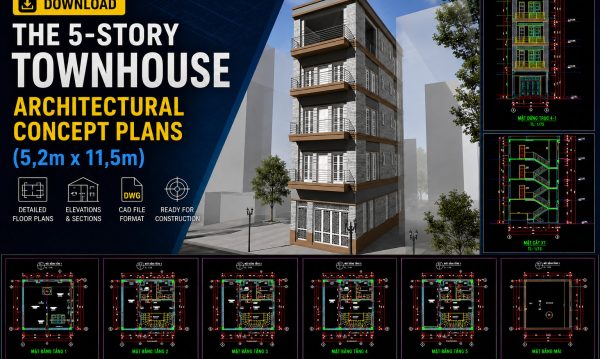 516. Download the 5-story townhouse architectural concept plans (5,2m x 11,5m)