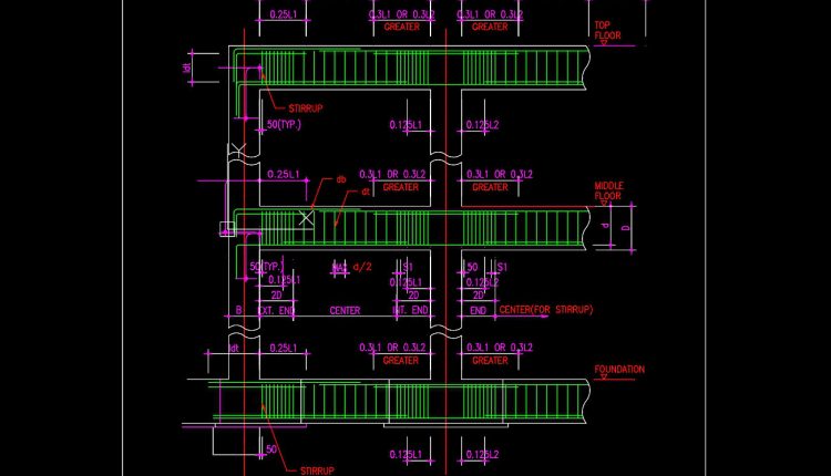 737.-standard-reinforcement-details-for-frame-girders-cad-drawings-dwg