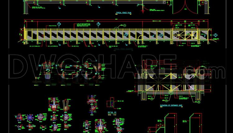 741.-steel-fence-and-entrance-gate-details-cad-drawings-dwg