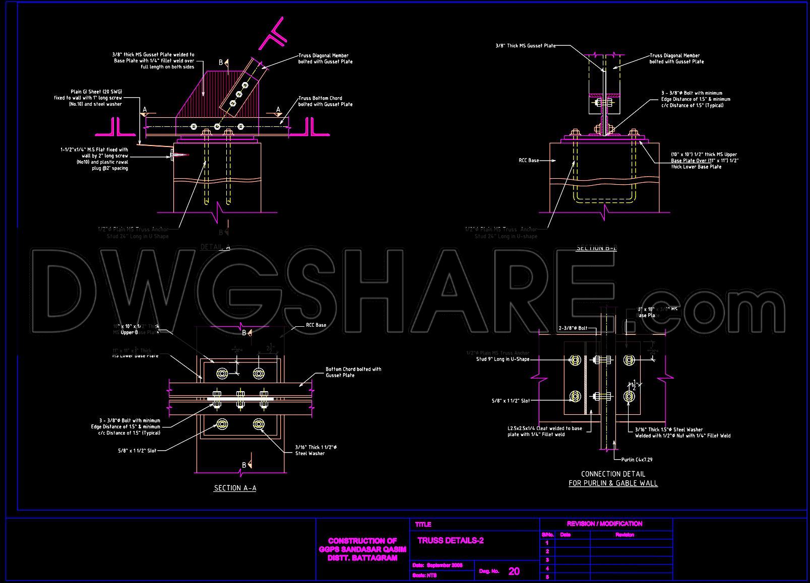 744. Steel Truss Details CAD Drawing – Free DWG Download (2)