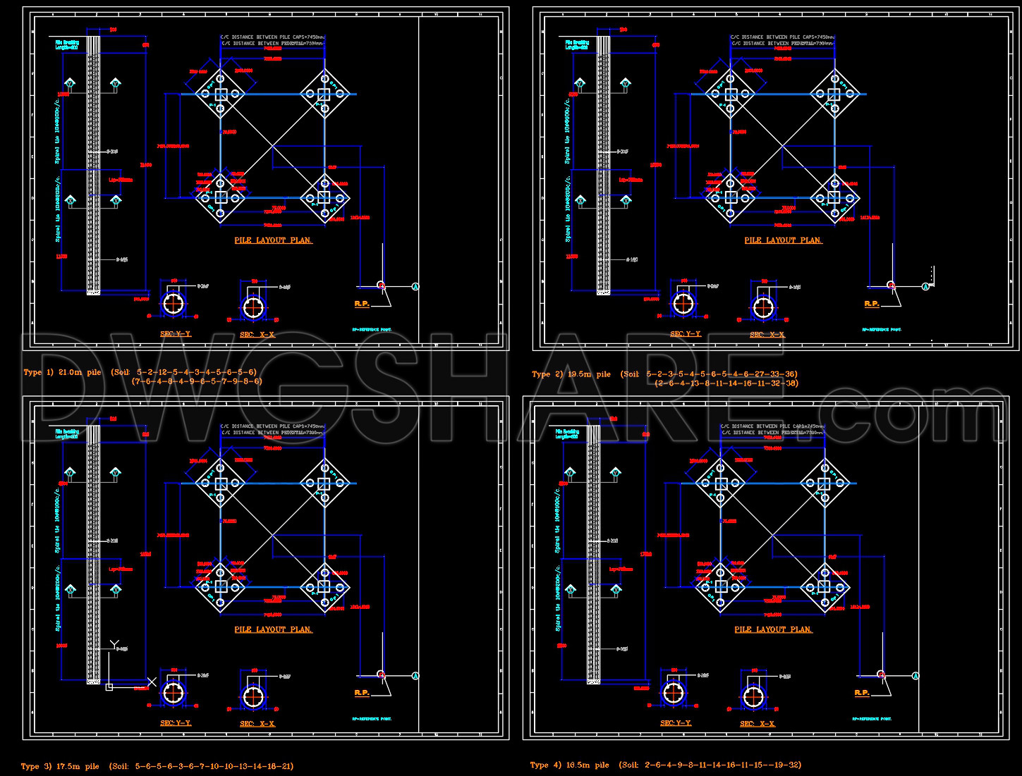 755. Telecom Tower Foundation Layout Plan CAD Drawing DWG (1)