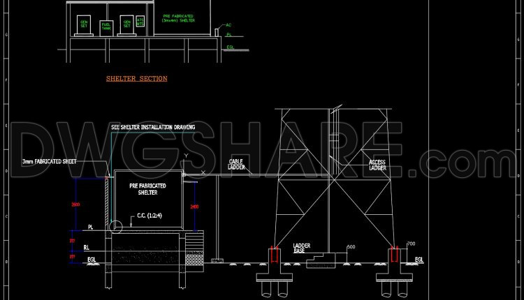 756.-telecom-tower-shelter-section-site-elevation-cad-drawing-dwg