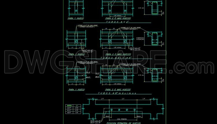 760.-professional-beam-drilling-cad-template-dwg-for-structural-design