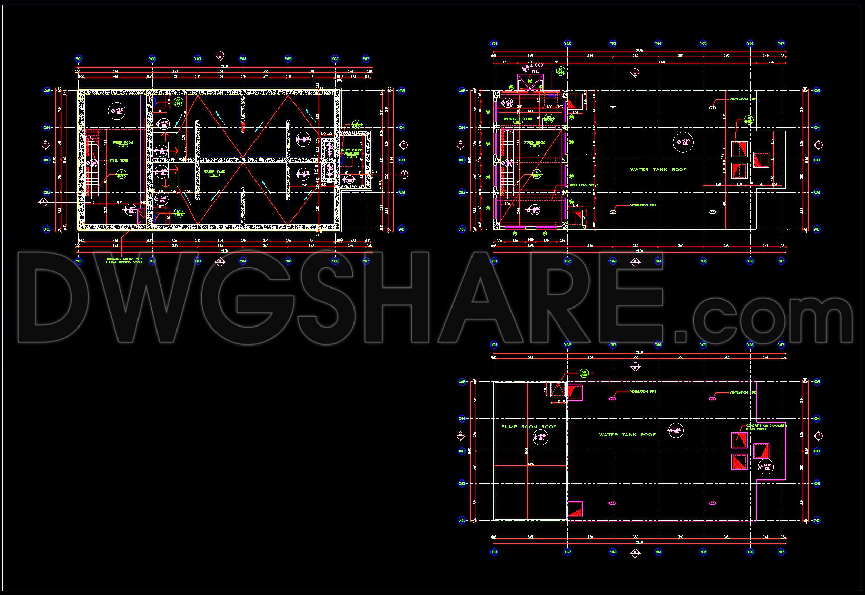767. Full Water Tank Layout Plan and Sections Details CAD DWG Download (1)