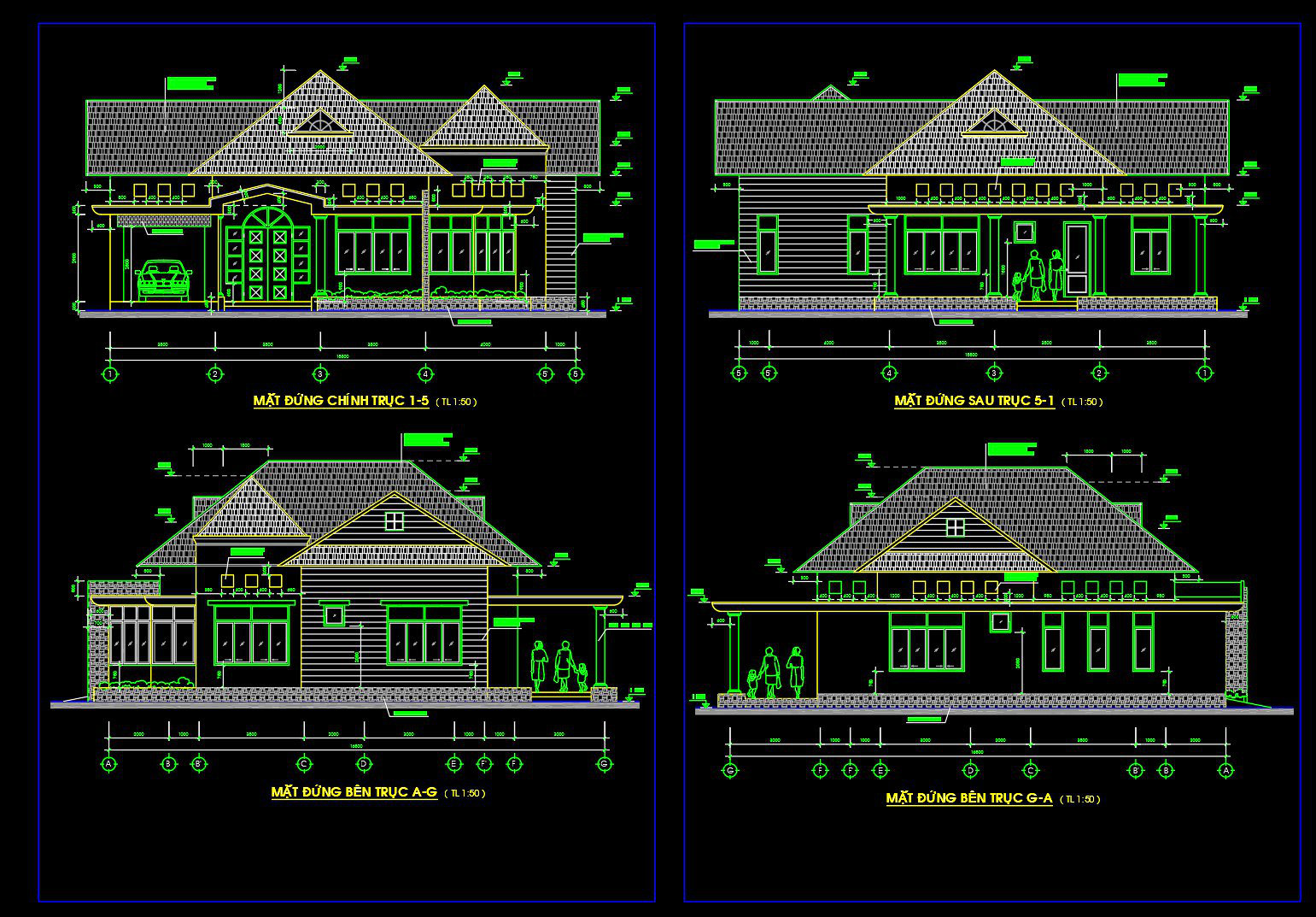 830. Download CAD Drawings of a 1-Story Villa with 3 Bedrooms (28m x 49m) (2)