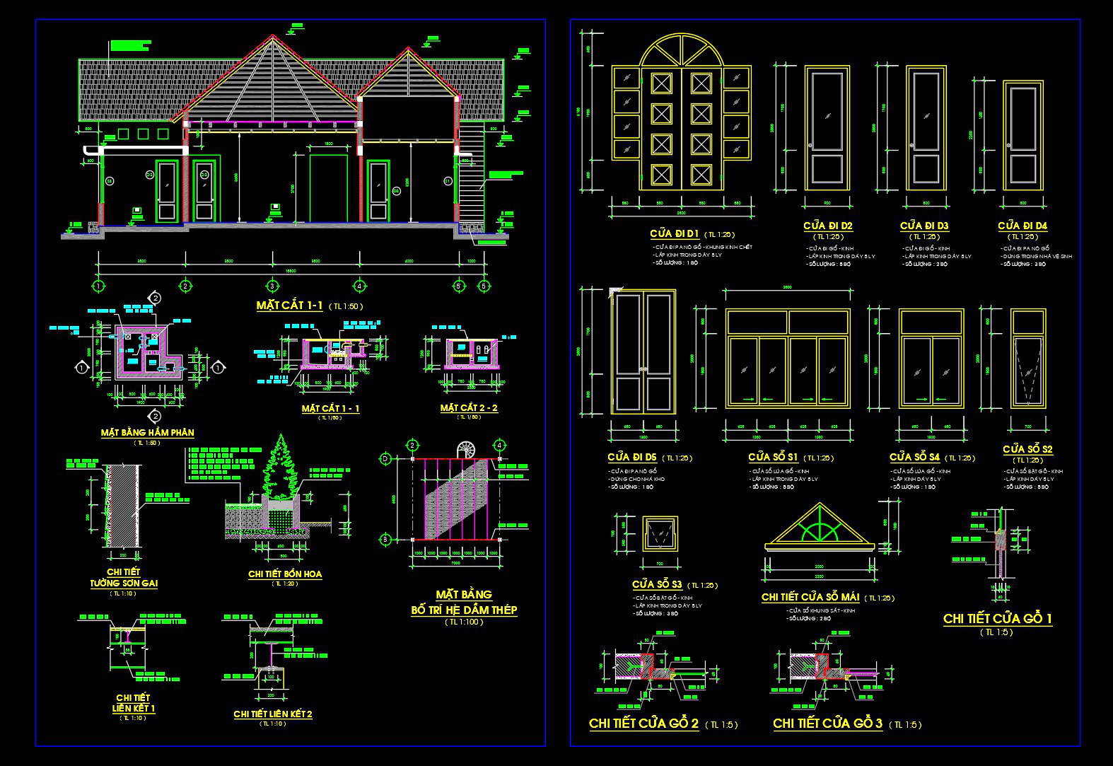 830. Download CAD Drawings of a 1-Story Villa with 3 Bedrooms (28m x 49m) (3)