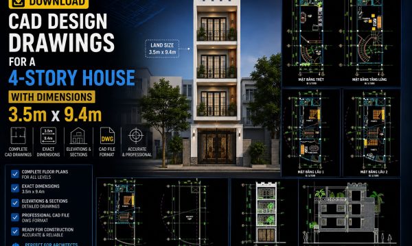 1 week ago
                

                
             133832. Download CAD Design Drawings for a 4-Story House with Dimensions 3.5m x 9.4m