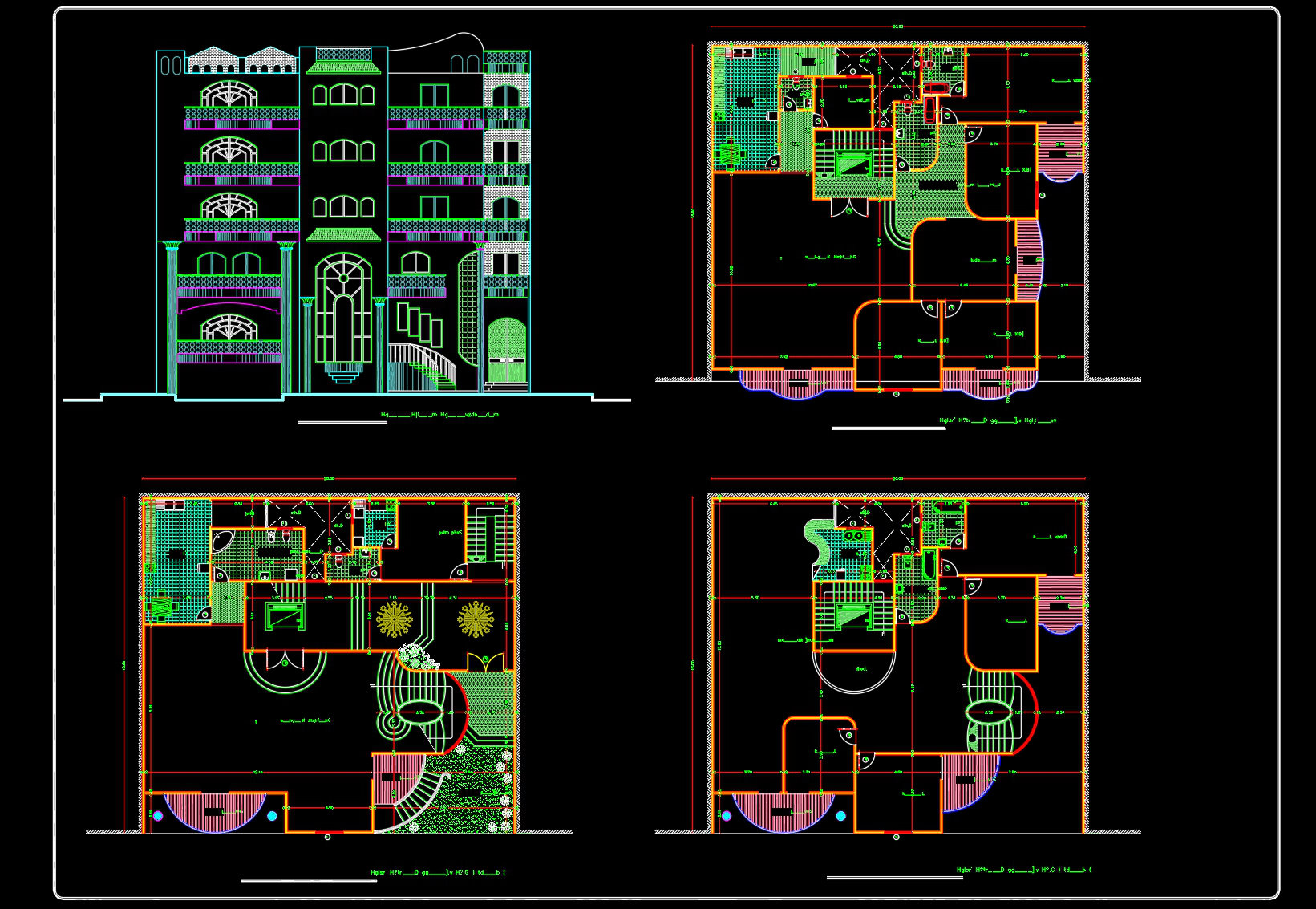 837. Townhouse Architectural Plan and Elevation DWG – Free Download (1)