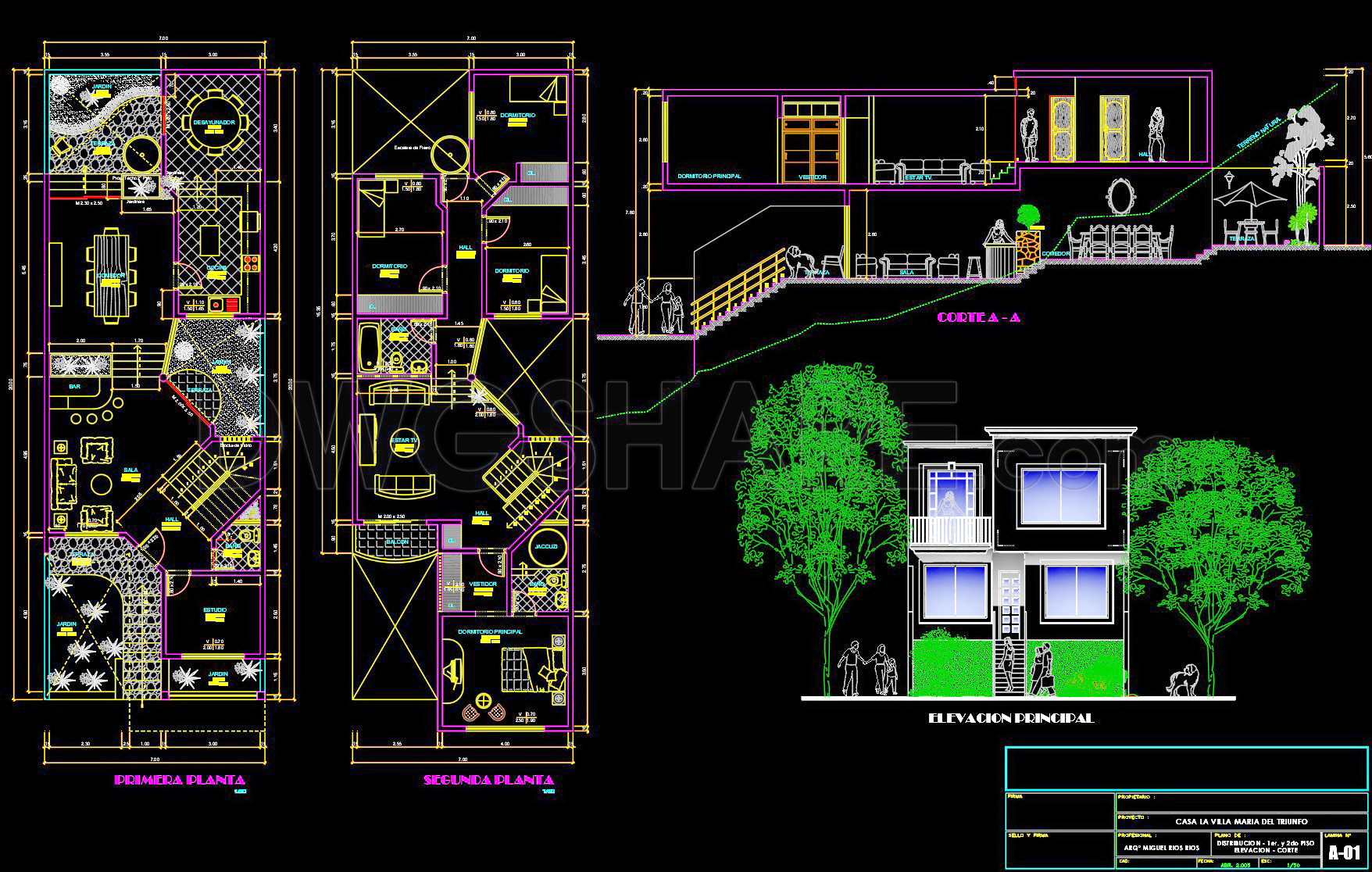 842. Free Download 140m2 Multi-Storey Family House CAD Drawings (1)
