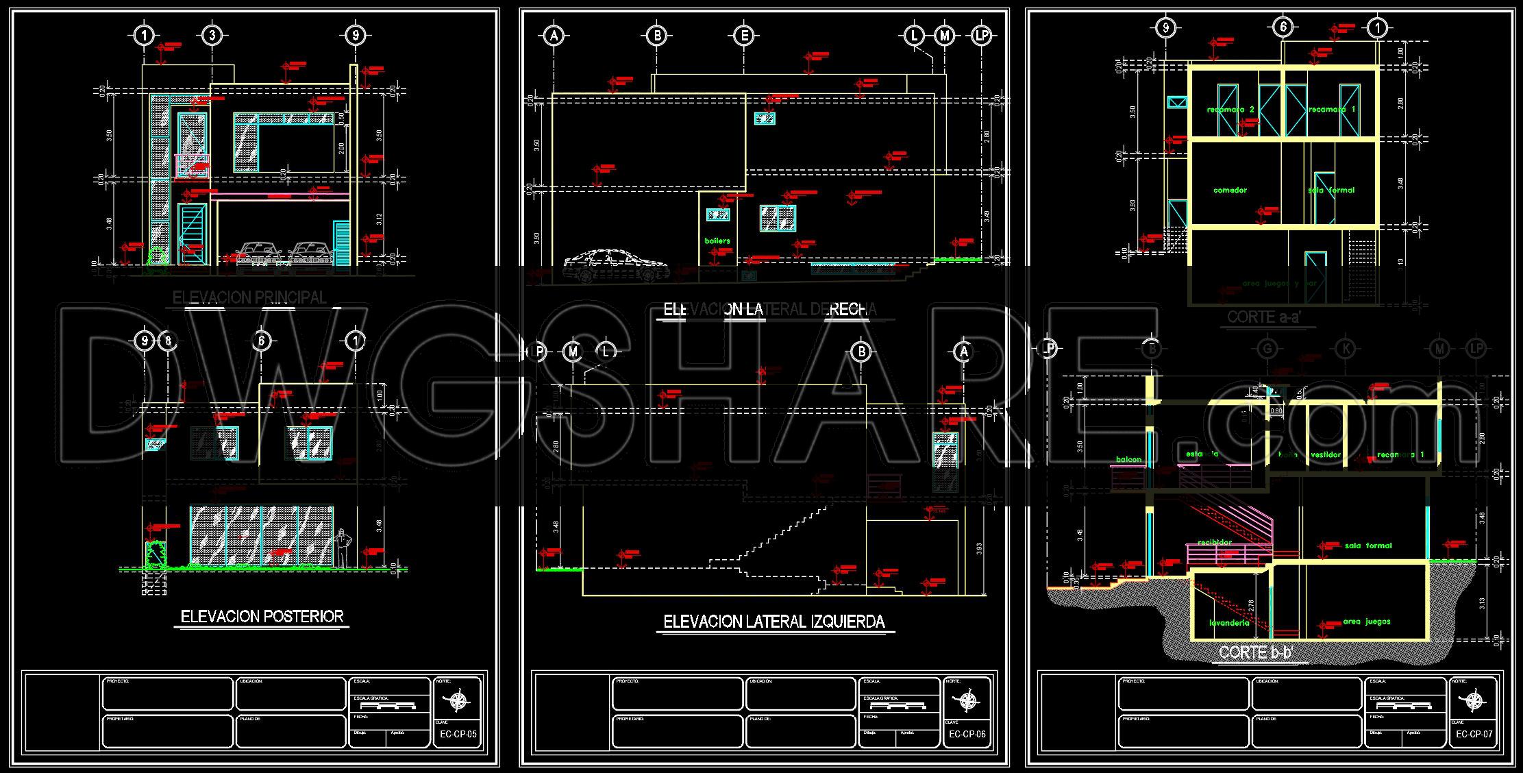851. Download CAD Drawings for a 2-Storey Villa Design with a Total Area of 256 m2 (3)