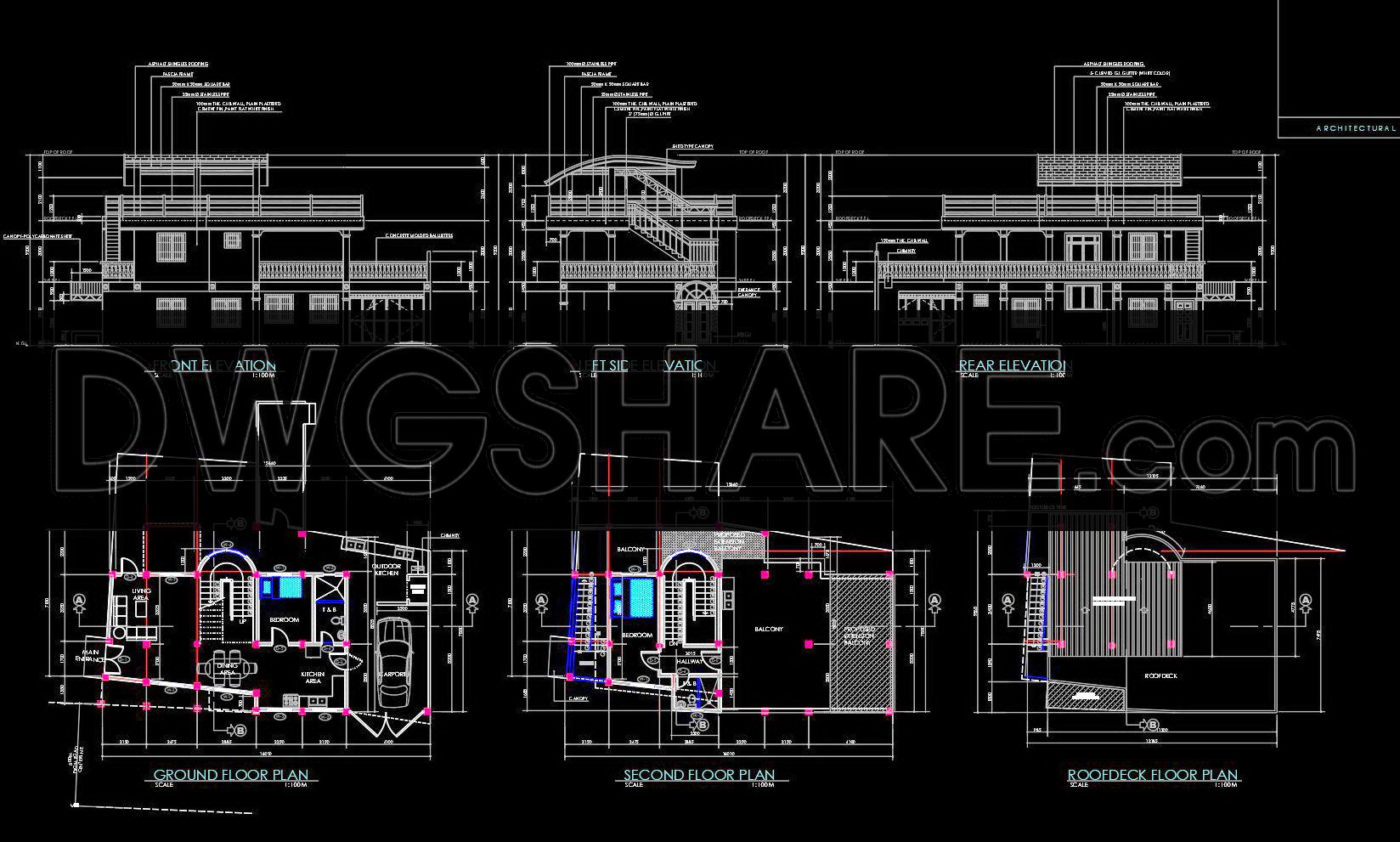 853. Download CAD Drawings for a Two-Storey Residential House Design (1)