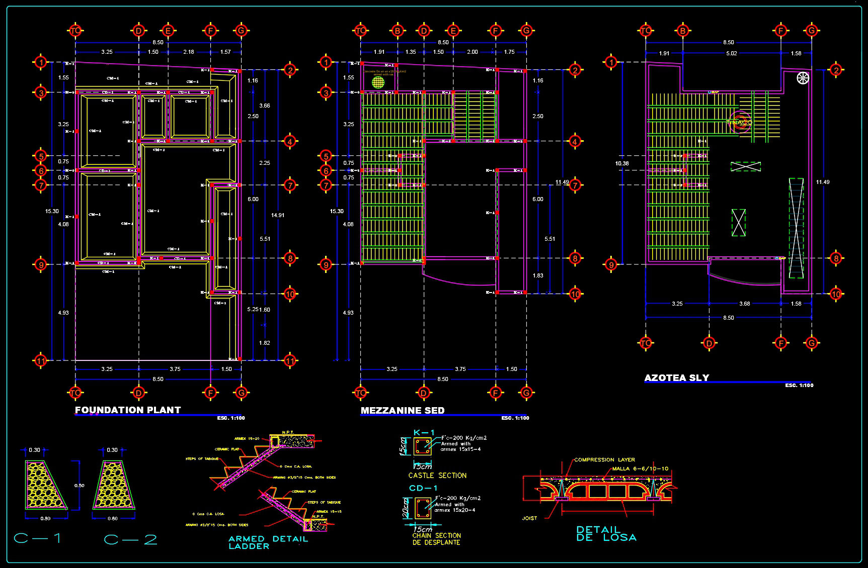855. Architectural CAD Drawings of a Two-Storey Residential House Design (2)