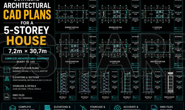 3 weeks ago
                

                
             161904. Download Architectural CAD Plans for a 5-Storey House (7,2m × 30,7m)