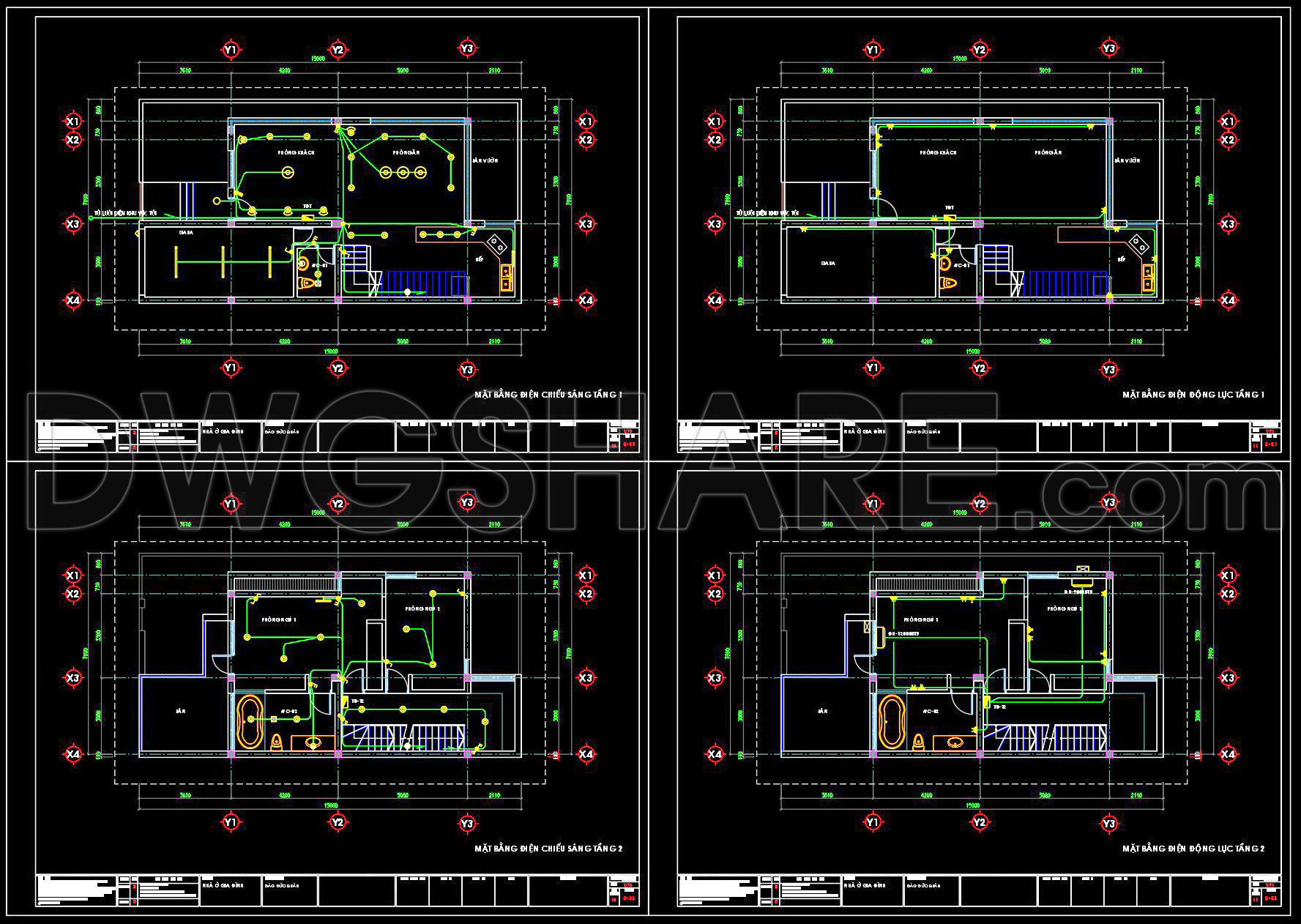 216. Download Complete House Electrical CAD Drawings – Lighting & Power Plans (1)
