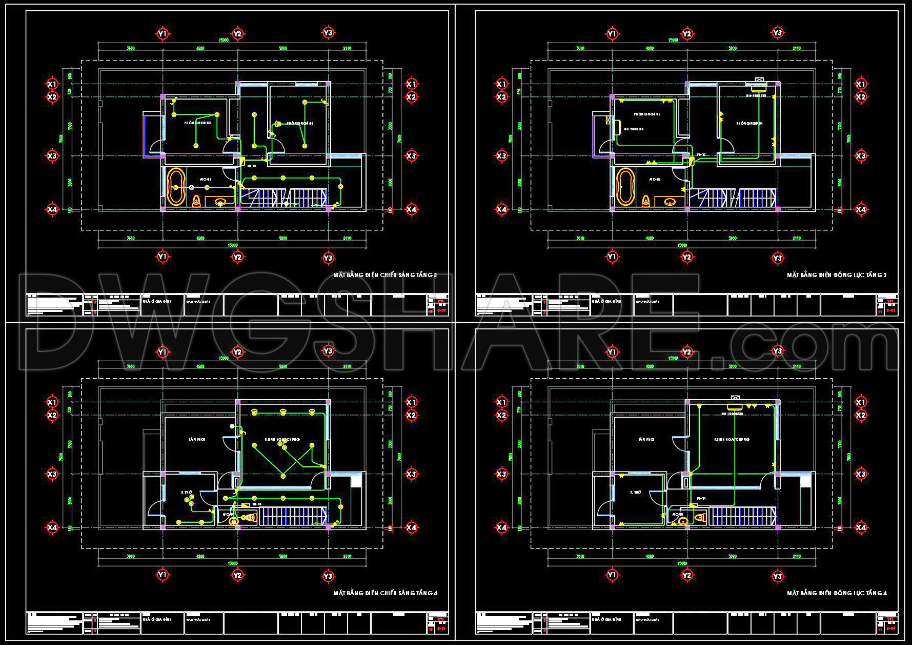 216. Download Complete House Electrical CAD Drawings – Lighting & Power Plans (2)