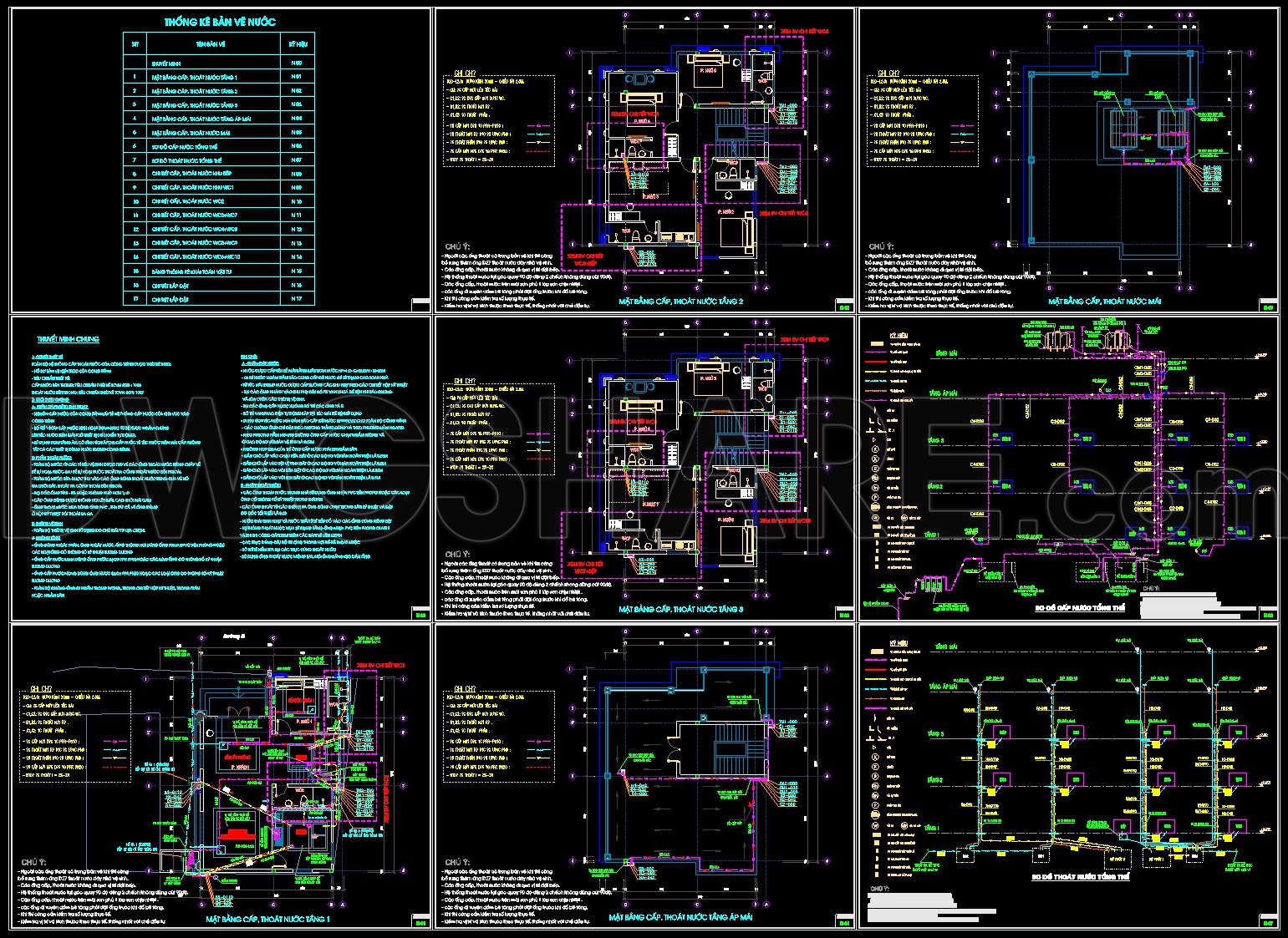 242. Complete 3-Story House Plumbing CAD Drawings (1)