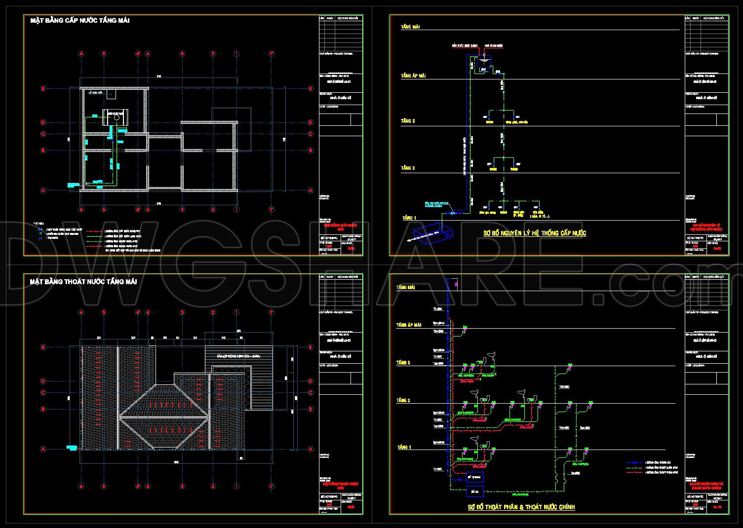 254. 3-Story House Plumbing Plans – Water Supply & Drainage System CAD Drawings (2)