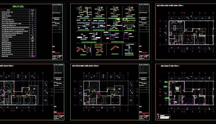 255.-3-story-house-electrical-plans-lighting-power-outlets-information-system-cad-drawings-1