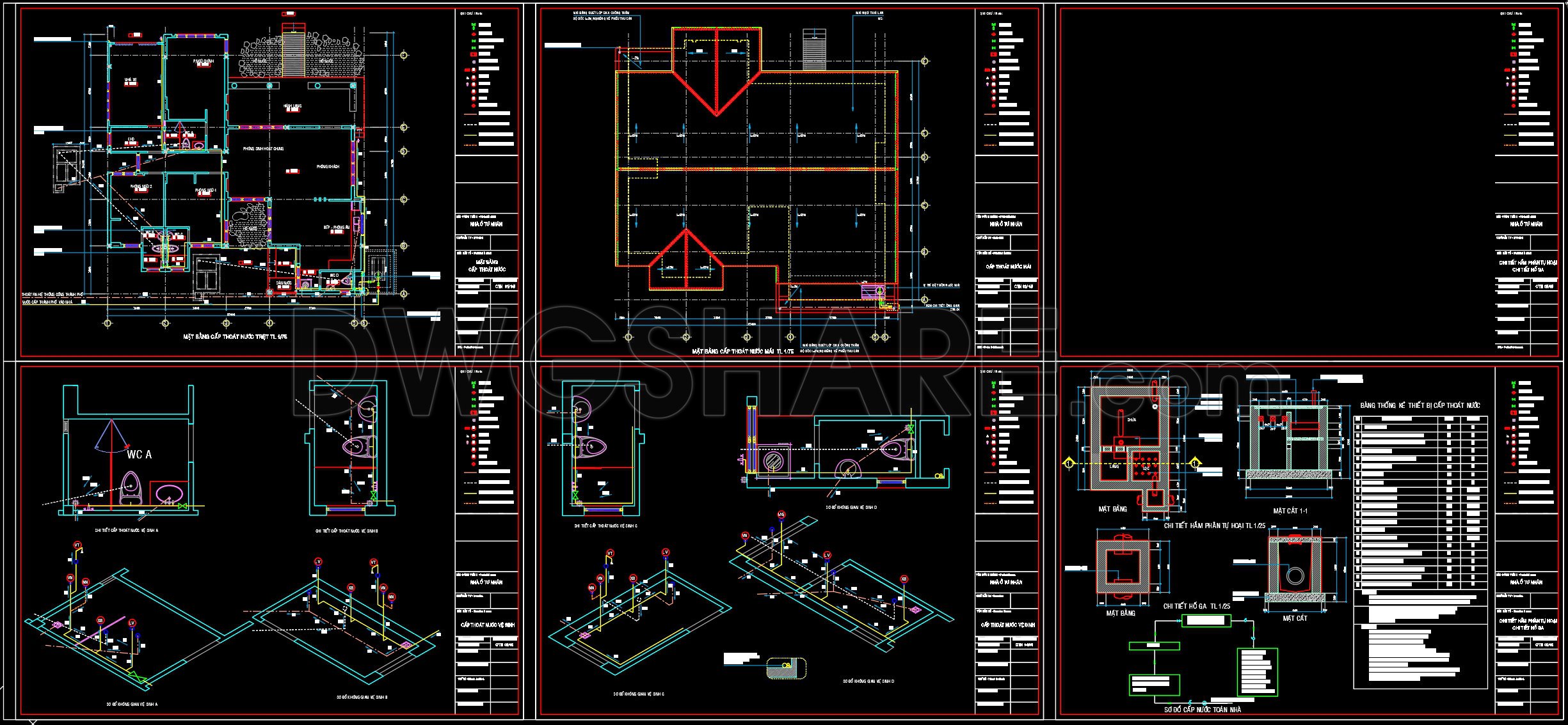266. House Plumbing System CAD Drawings – Water Supply, Drainage and Septic Tank (1)