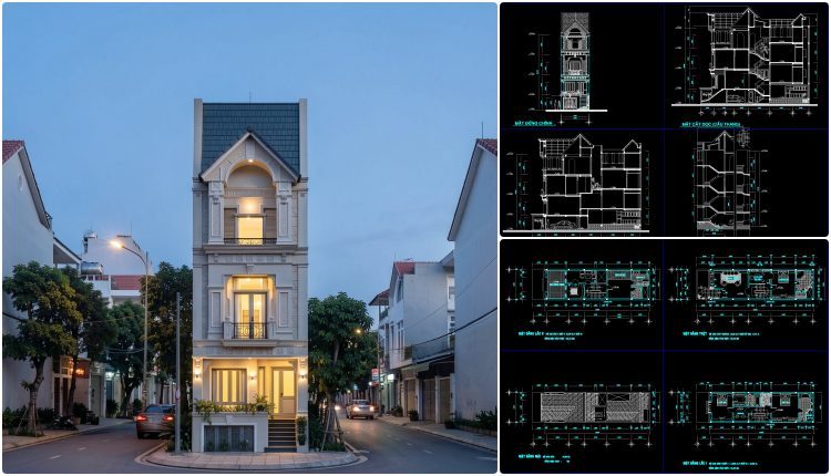 517.-4.8m-x-16.8m-narrow-lot-house-plan-multi-story-architectural-cad-dwg-1