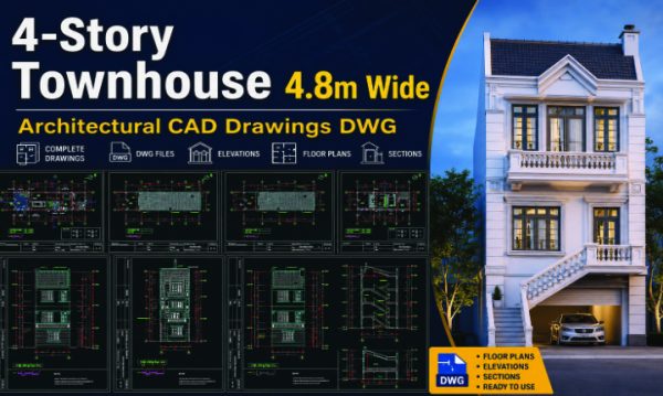 532.-4-story-townhouse-4.8m-wide-architectural-cad-drawings-dwg-1