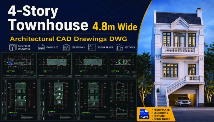 532.-4-story-townhouse-4.8m-wide-architectural-cad-drawings-dwg-1