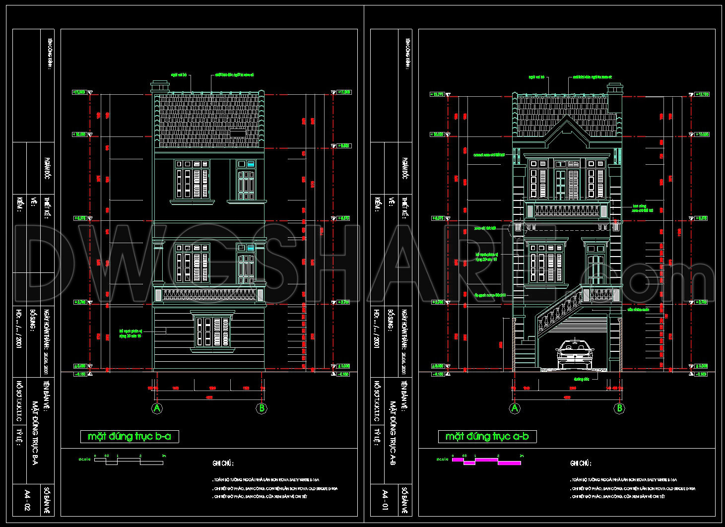 532. 4-Story Townhouse 4.8m Wide – Architectural CAD Drawings DWG (3)