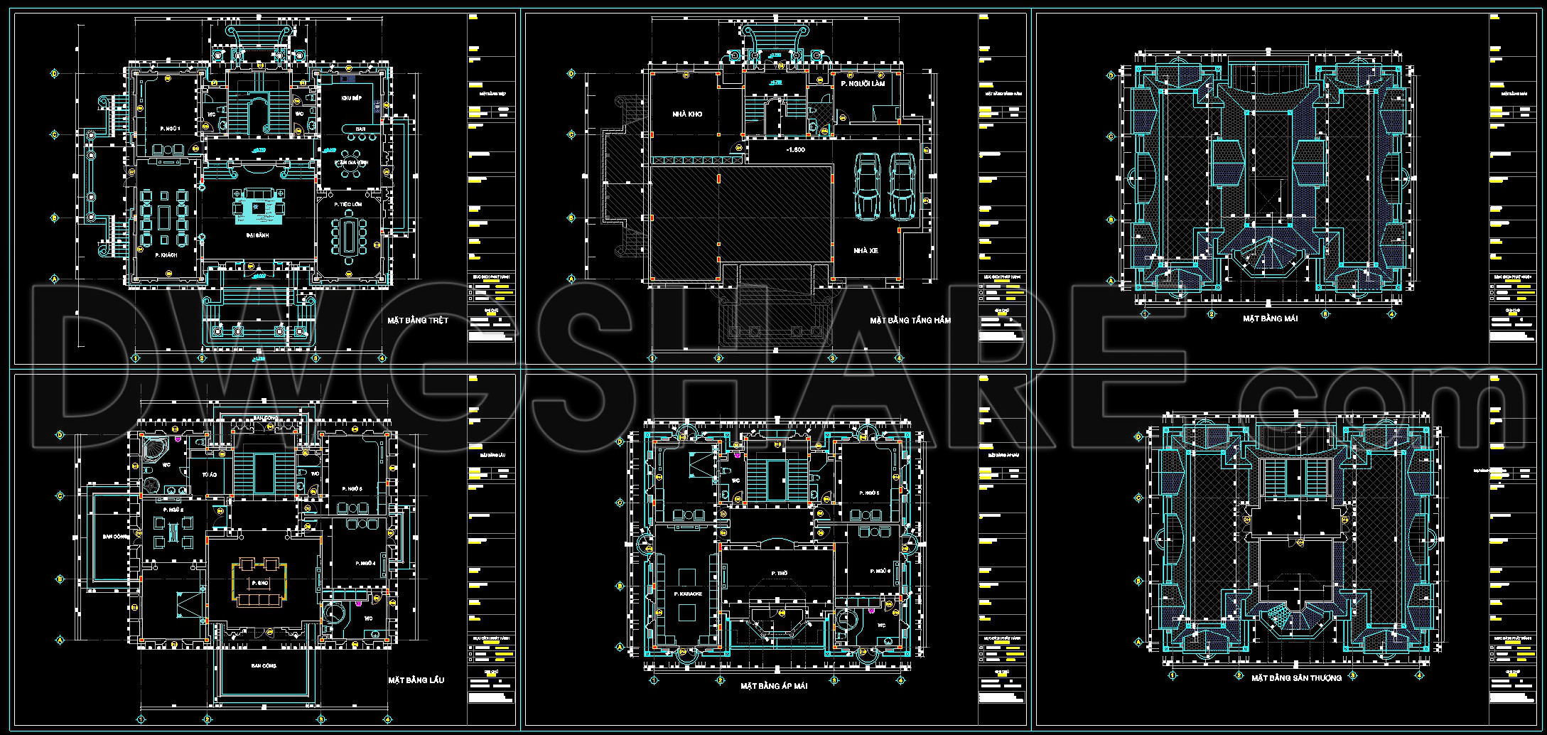 536. Luxury French Villa 4-Story – Classical House Plans & Elevations DWG (3)