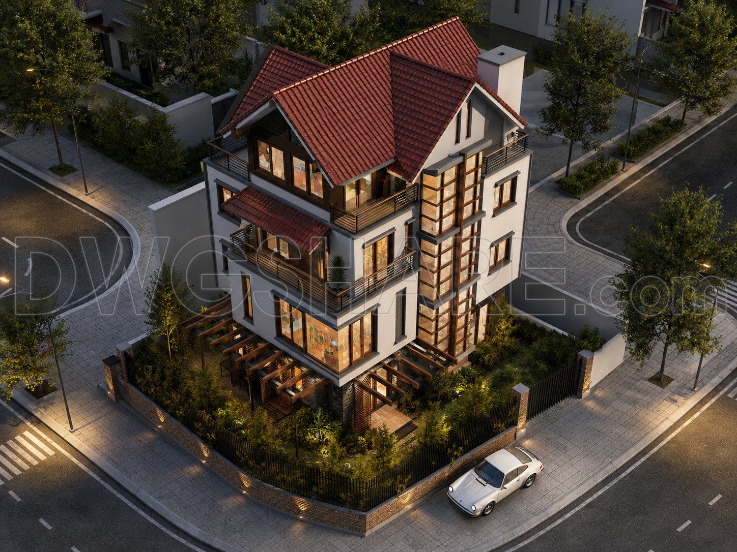 537. Modern European Villa 10 × 16 m – 4-Story House Plans DWG (4)