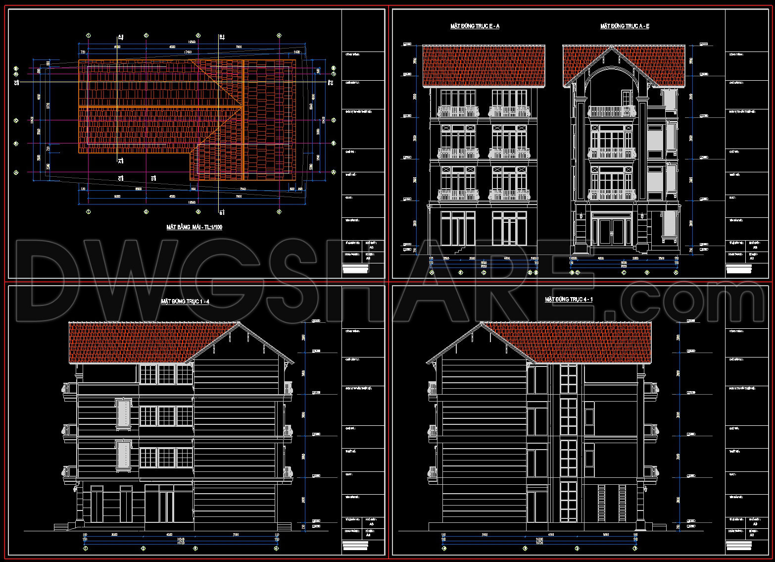 541. Neoclassical Townhouse 17.4 × 9.2 m – 4-Story House Plans DWG (2)