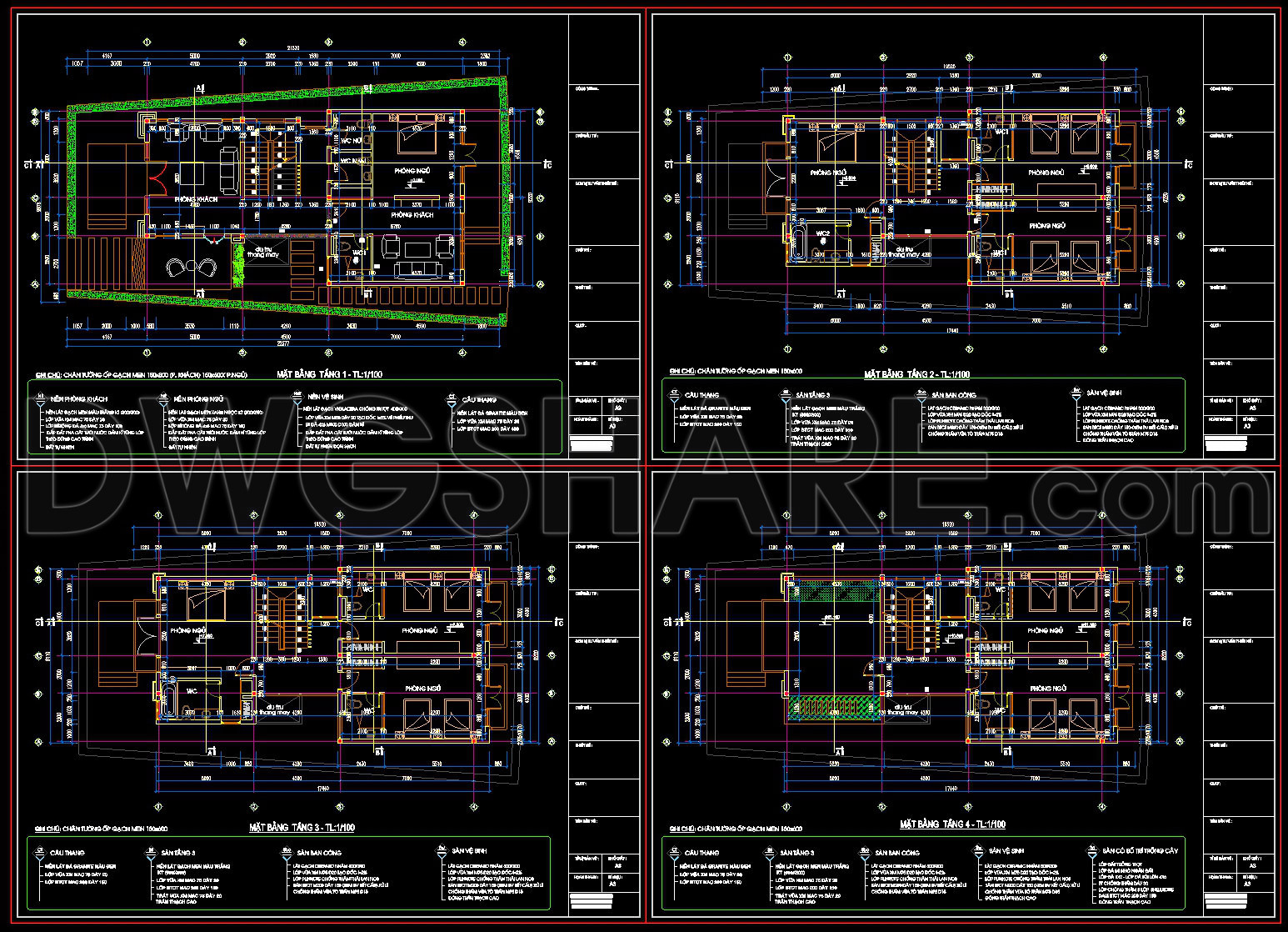 541. Neoclassical Townhouse 17.4 × 9.2 m – 4-Story House Plans DWG (3)