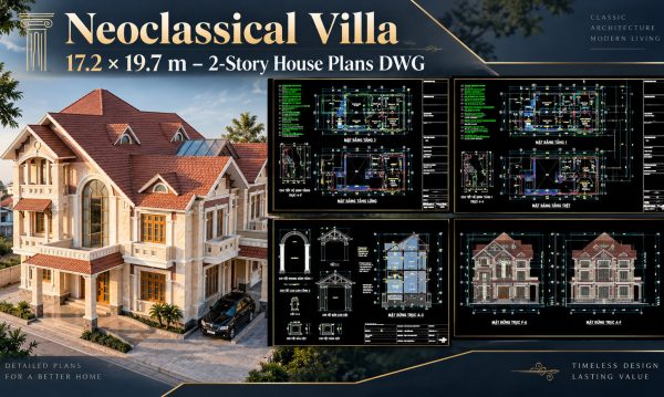 563. Neoclassical Villa 17.2 × 19.7 m – 2-Story House Plans DWG
