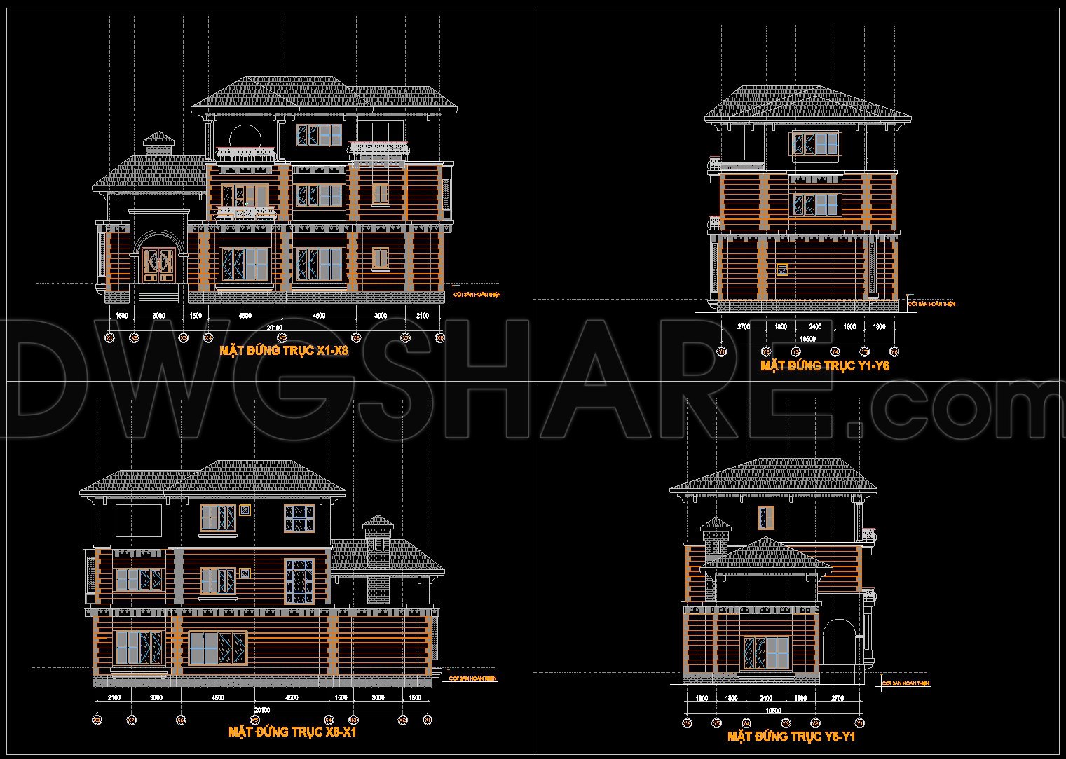 568. Neoclassical 2-Story Villa 20.1 × 10.6 m – Architectural Plans DWG (3)