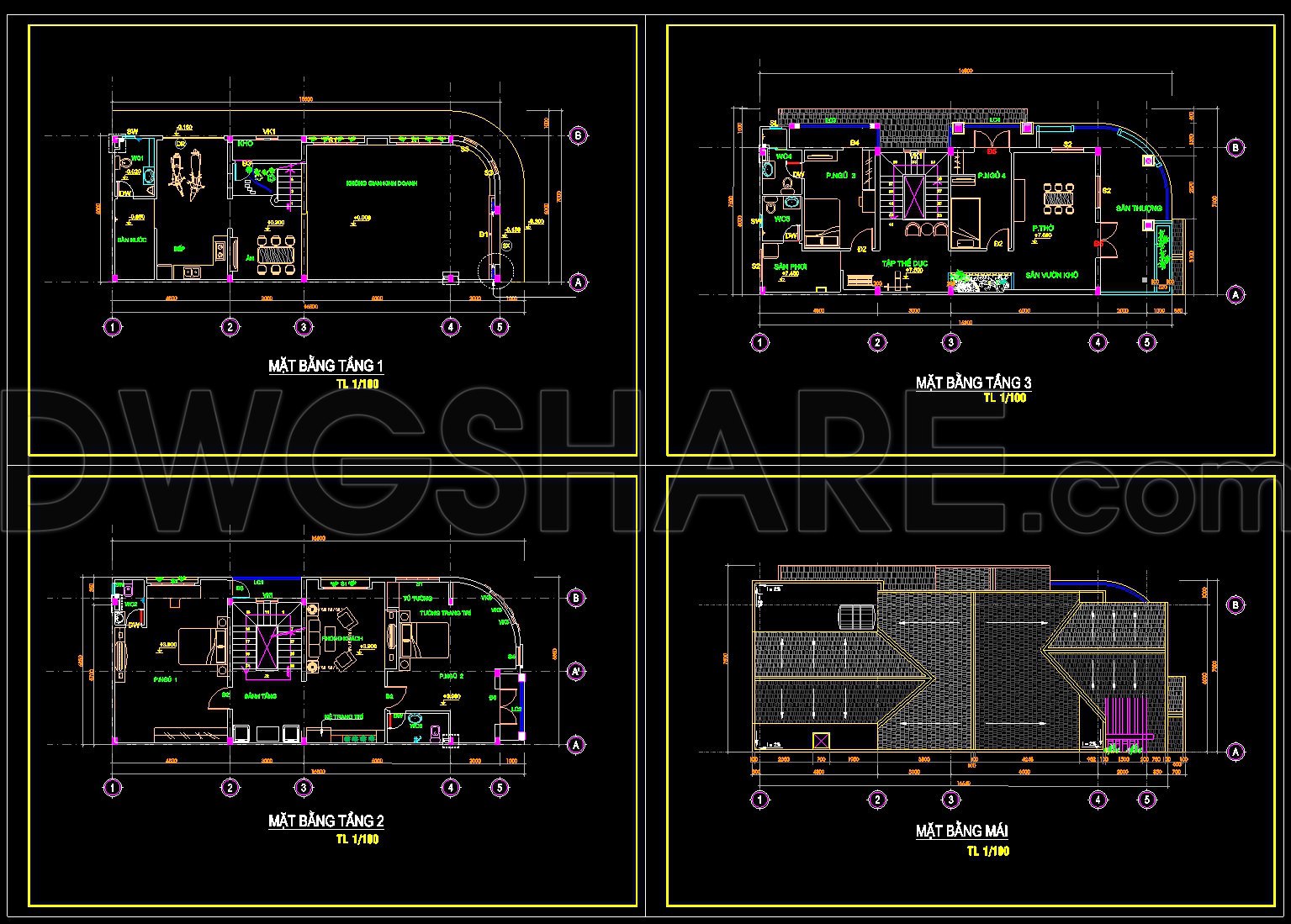 573. Modern 3-Story House 16.8 × 7 m – Architectural Plans DWG
