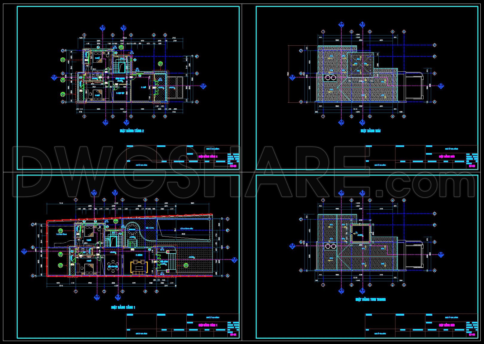 577. Modern House 14.92 × 9.10 m – 3-Story Architectural Plans DWG (2)