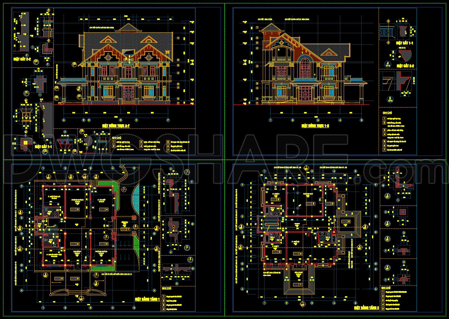 580. 2-Story Neoclassical Villa – Architectural Plans DWG (2)