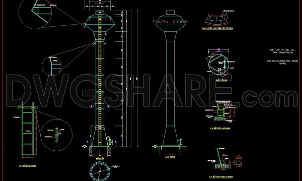 772.-water-tower-cad-drawing-elevation-foundation-structural-details-dwg-1