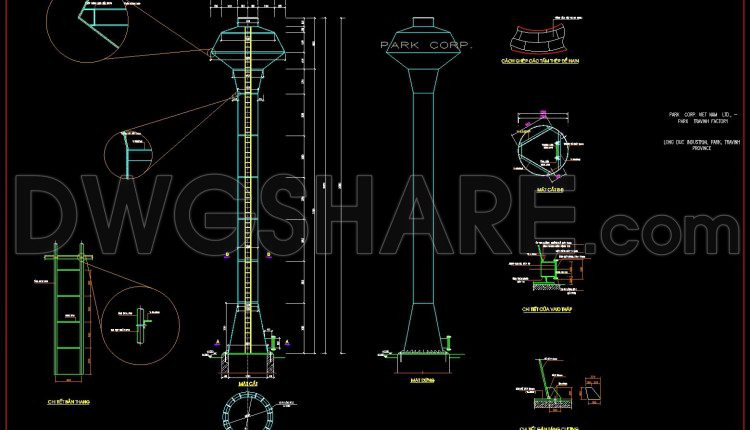 772.-water-tower-cad-drawing-elevation-foundation-structural-details-dwg-1