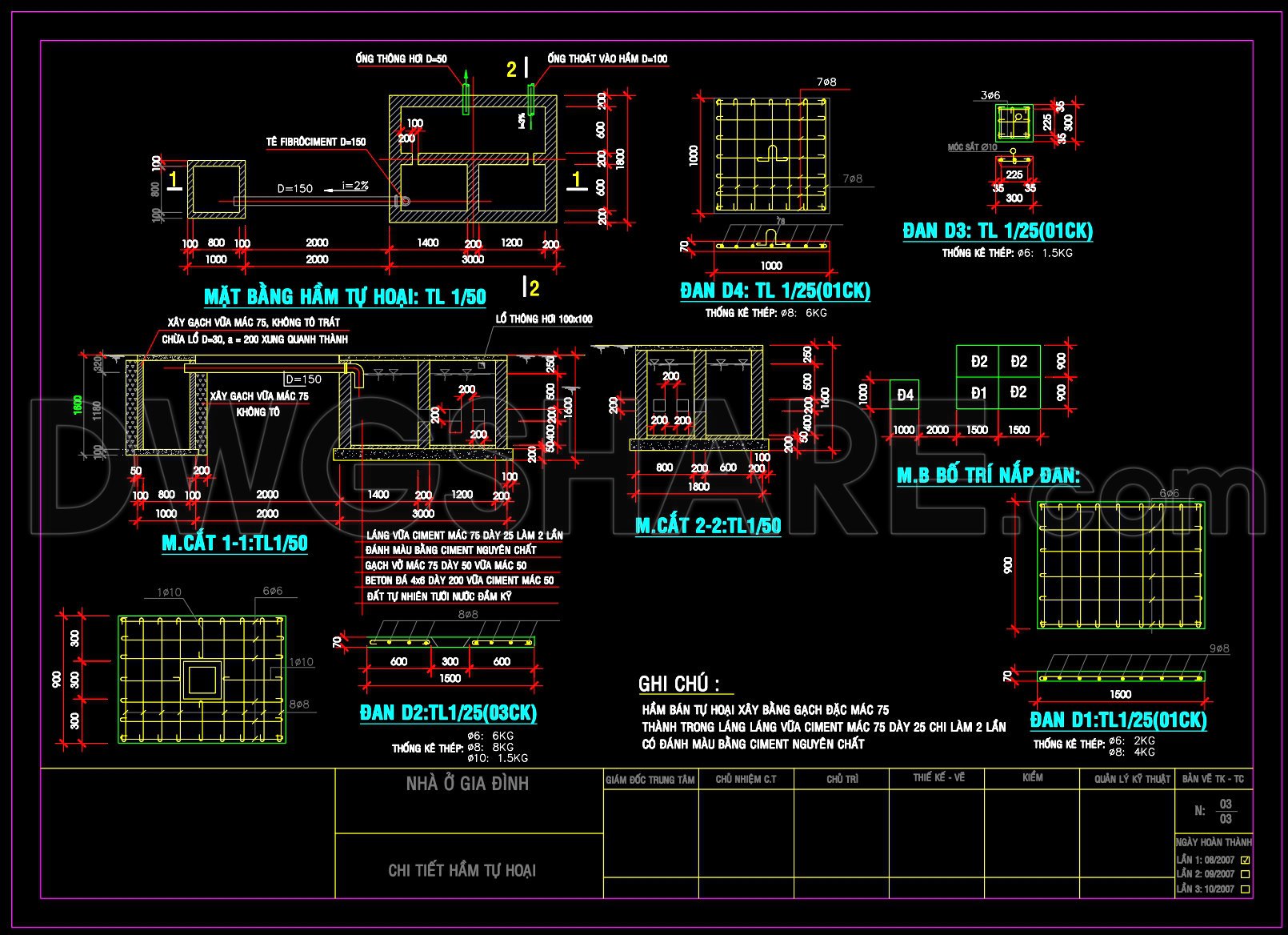 286. Residential Plumbing Plans – Water Supply, Drainage & Septic Tank Details DWG (3)