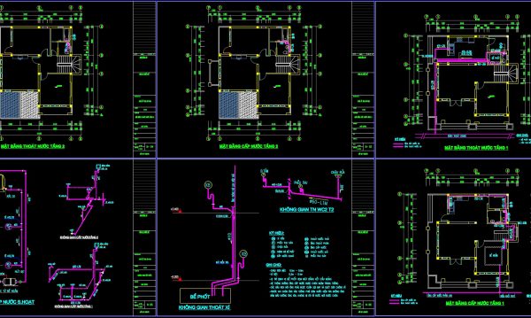 293. 2-Story House Plumbing Plans – Water Supply & Drainage System DWG