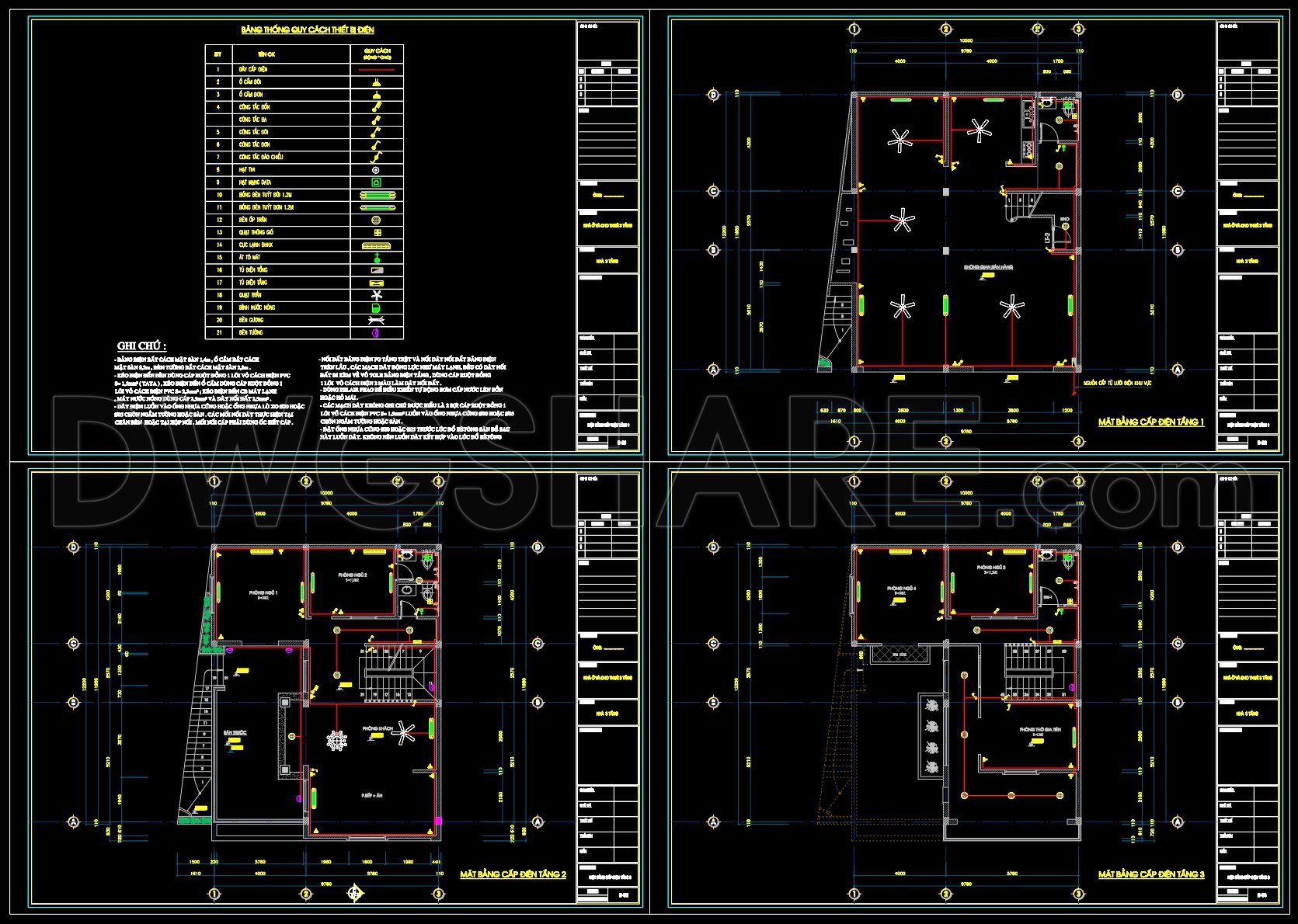 295. 3-Story House Electrical Plans – Power & Lighting Layouts DWG (1)