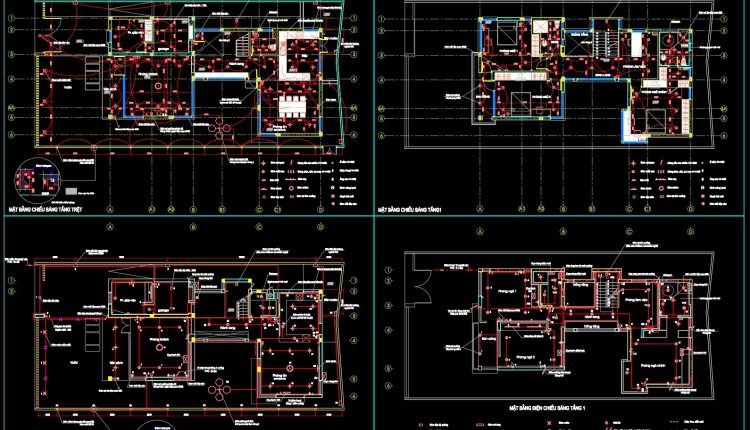 296.-3-story-house-electrical-lighting-plans-power-distribution-roof-plan-dwg-1