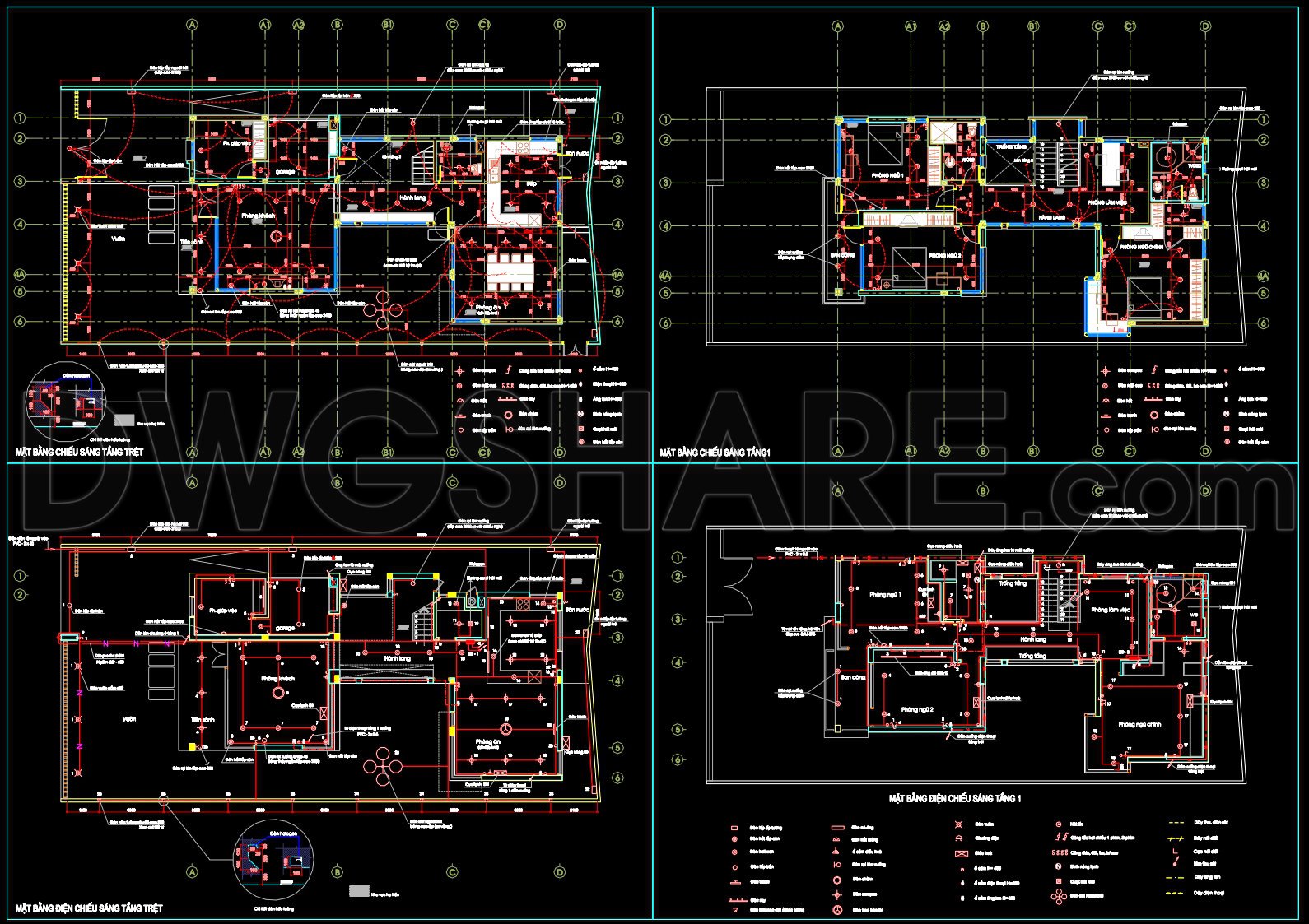 296. 3-Story House Electrical & Lighting Plans – Power Distribution & Roof Plan DWG (1)