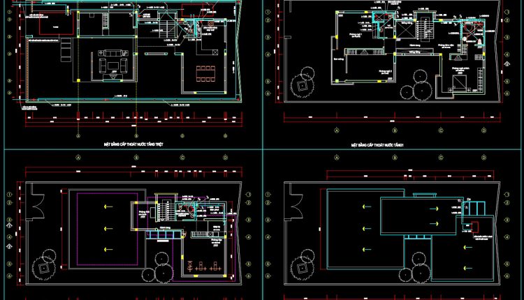 297.-3-story-house-plumbing-plans-water-supply-drainage-roof-plan-dwg-1